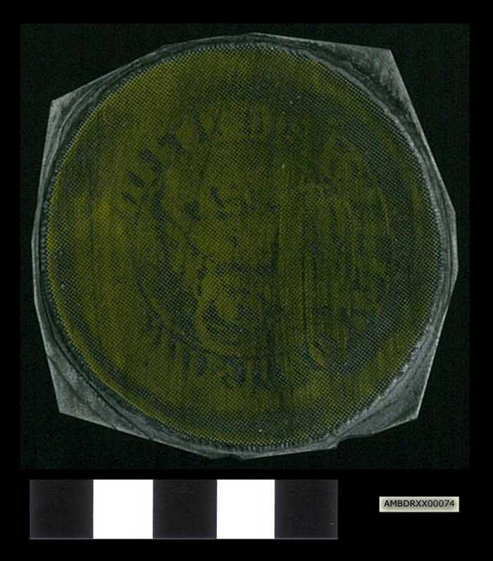 Drukplaat: Tegenzegel van de stadszegel van Damme uit 1376