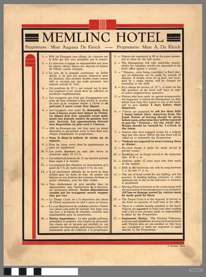 Memlinc Hotel - Hotelregels