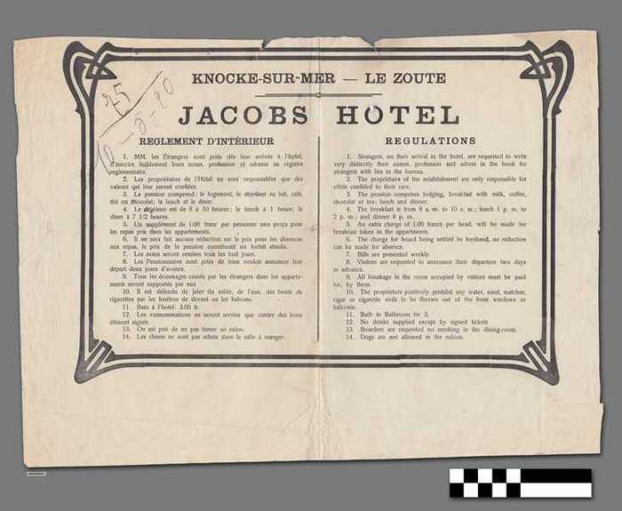 Affiche: Jacobs Hotel - reglement d' intérieur