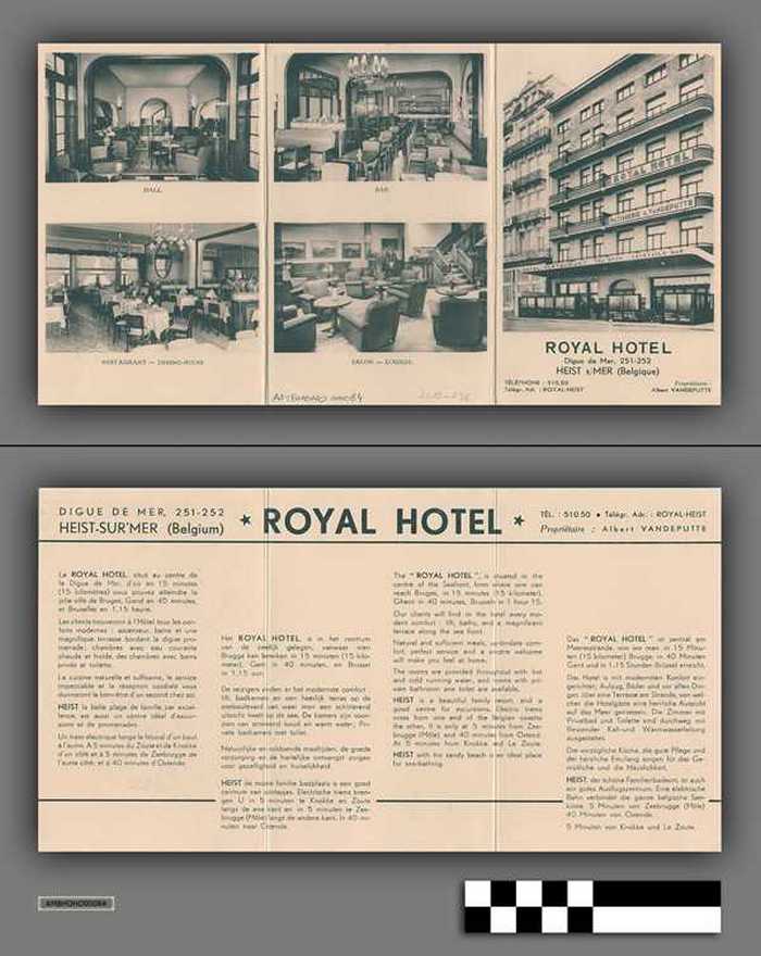 Reclamefolder van Royal Hotel - Heist s/Mer