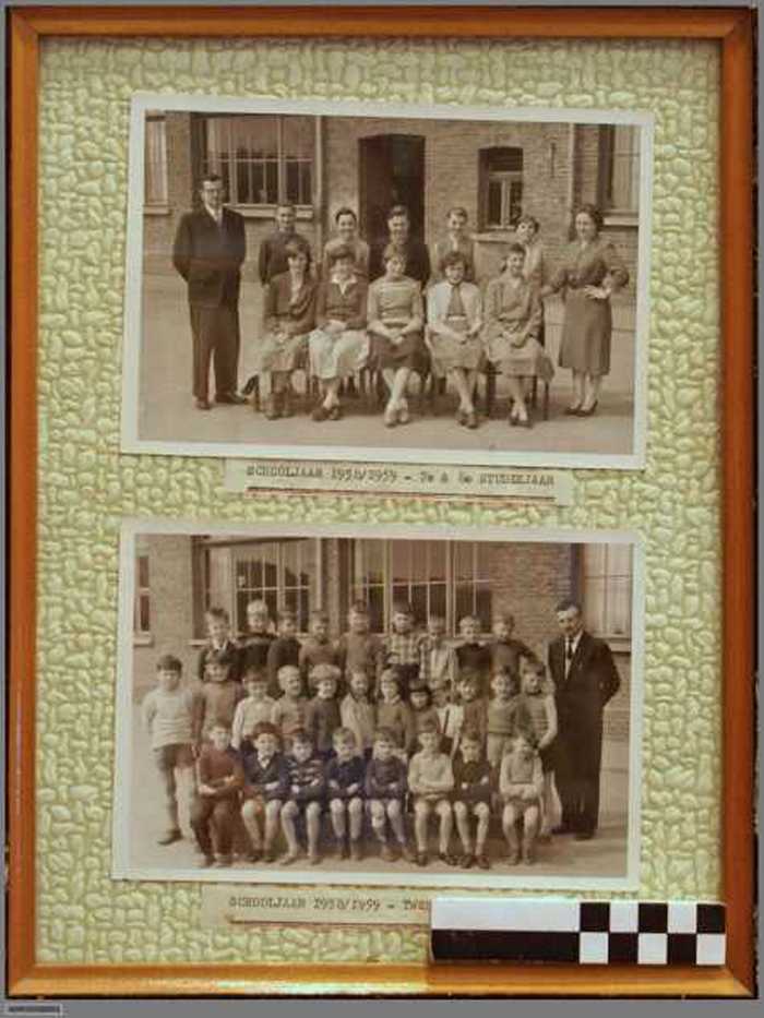 Gemeenteschool Heist. Klasfotos van schooljaar 1958/1959, 7e en 8e en 2e jaar.