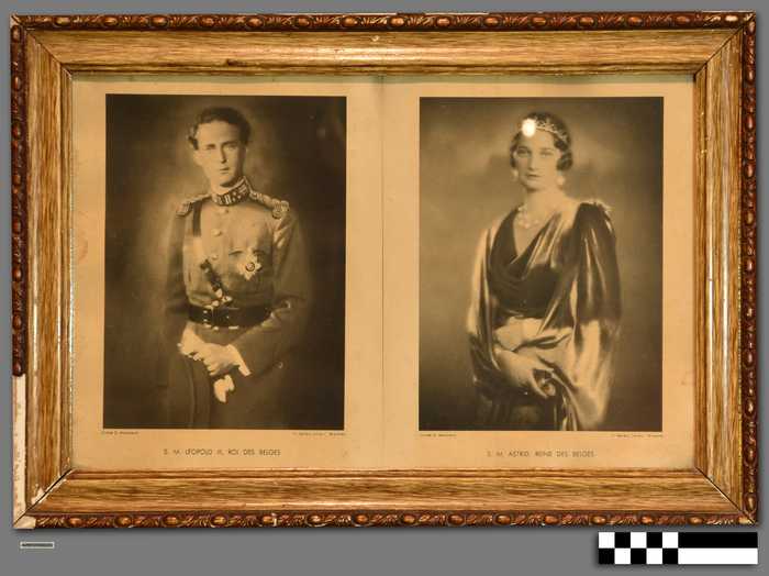 Koning Leopold III en konigin Astrid (aparte foto's, zelfde kader)
