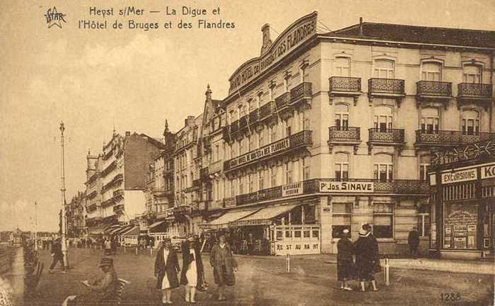 Heyst s/Mer - La Digue et l' Hôtel de Bruges et des Flandres