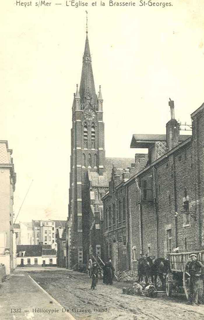 Heyst s/Mer - L'église et la Brasserie St.-Georges