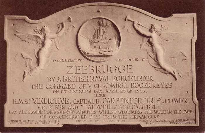 Zeebrugge - Môle's Tablet unveiled the 27th June 1926