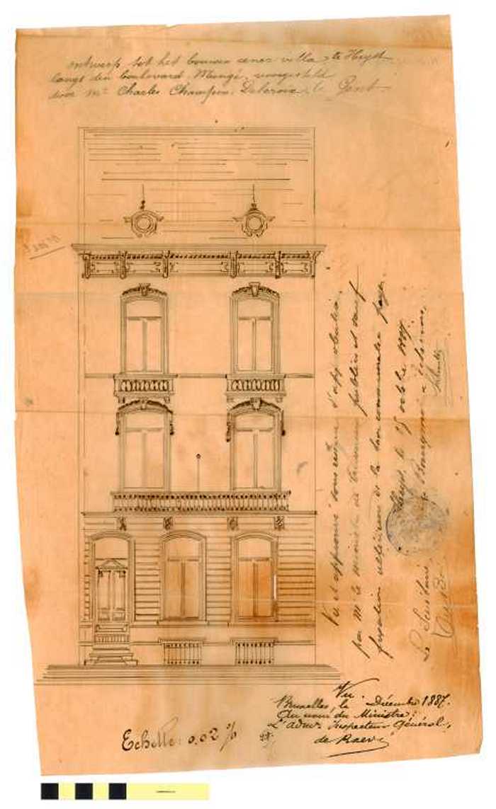 Ontwerp tot het bouwen eener villa te Heyst langs den boulevard Mengé, voorgesteld door Mr. Charles Champon-Delcroix te Gent