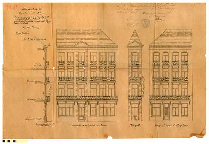 Ontwerp van vergrooting van het gedeelte van het Hotel Leopold II den hoek vormende der Leopold II-straat en de Mengélaan ter stede Heyst aan Zee