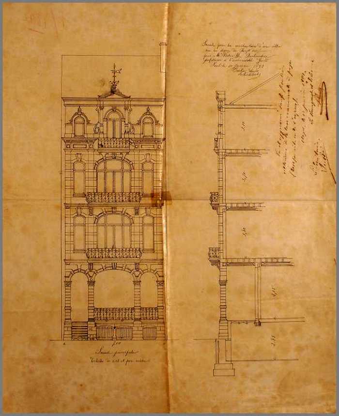 Façade pour la construction dune villa sur la digue de Heyst sur/mer pour Mr. Victor De Brabandere, professeur à luniversité de Gand