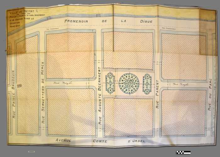 Plan: Ville de Heyst - Project pour l'etablissement d'un square dans le quartier Nord-Est - Promenoir de la digue