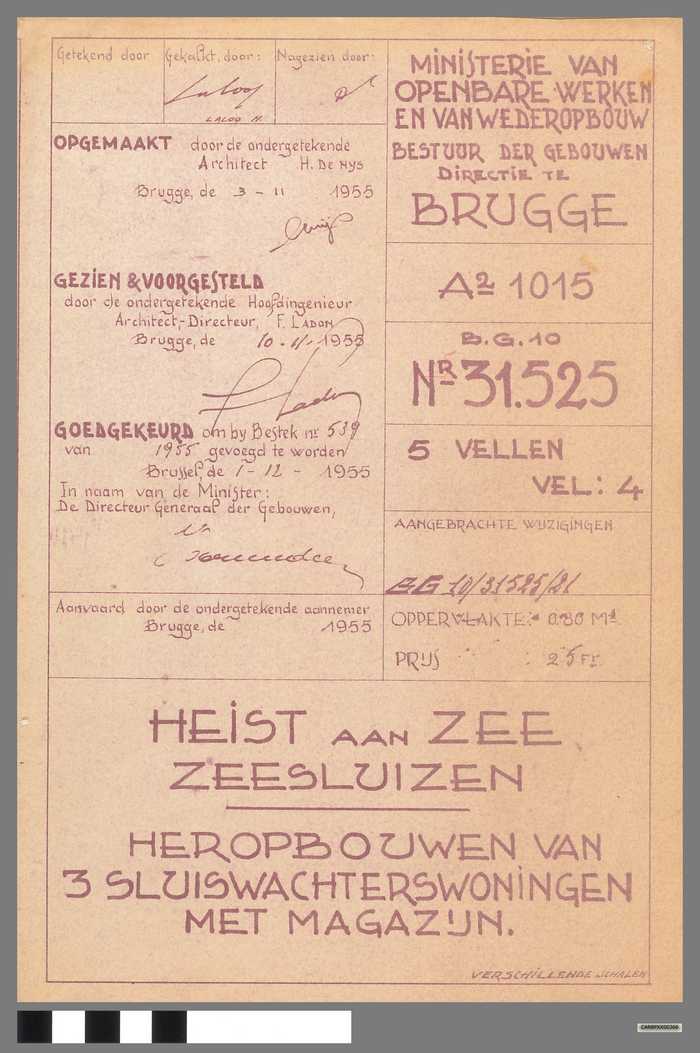 Heist aan Zee - Zeesluizen - Heropbouwen van 3 sluiswachterswoningen met magazijn - Vel nr. 4