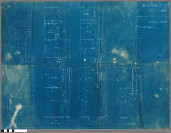 Plan van den eigendom van Mijnheer Achille D'Hondt - Lippenslaan - Knocke a/z  - Plattegrond gelijkvloers / 1e Verdieping / 2de Verdieping