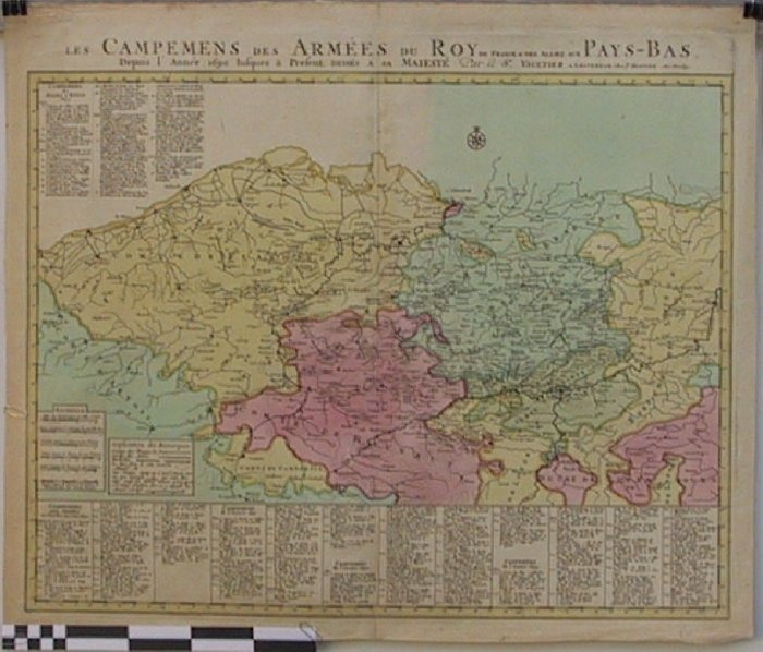 Les Campemens des armées du Roy de France & des alliez aux Pays-Bas depuis lannée 1690 iusques à présent, dediés a sa maiesté