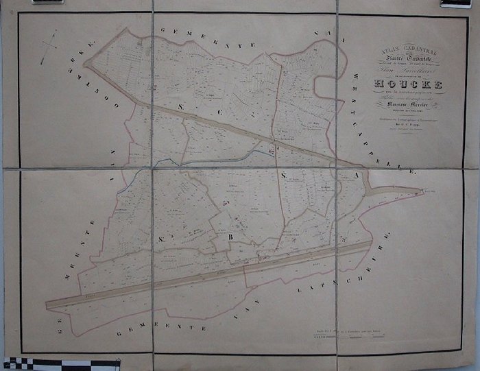 Atlas cadastral de la Flandre Occidentale Arrondt de Bruges, 5e Cantn. De Bruges. Plan Parcellaire de la commune de Houcke avec les mutations Houcke