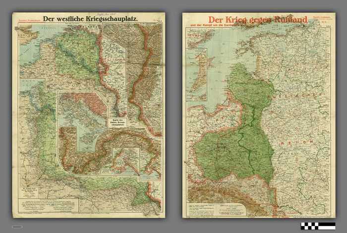 Paasche's Frontenkarte: Der westliche Kriegsschauplatz - Der Krieg gegen Russland - Nr 4