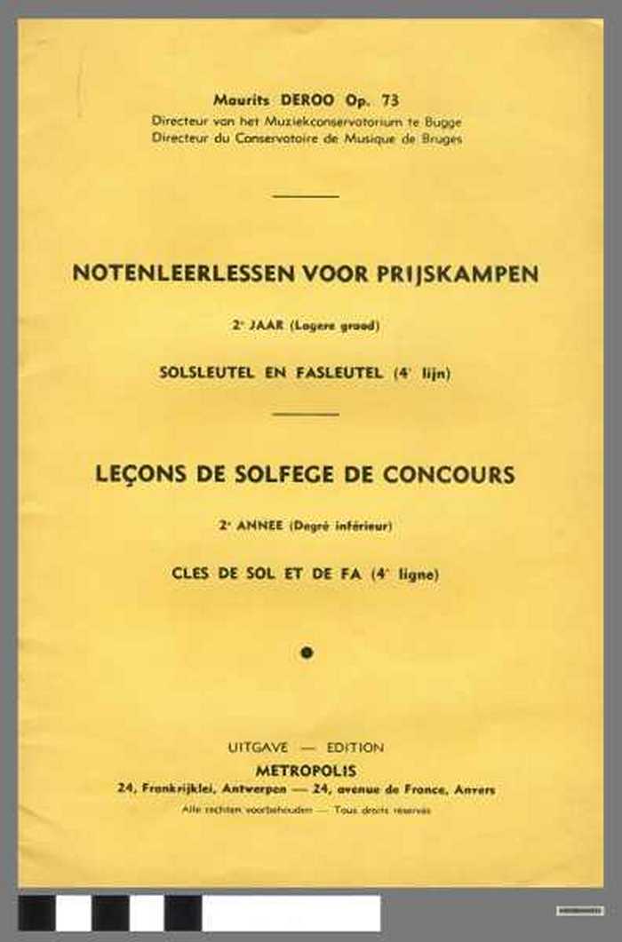 Notenleerlessen voor prijskampen. / Leçons de solfège de concours