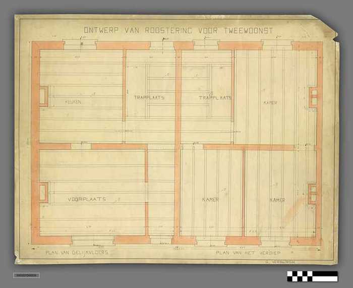 Technische tekening: Ontwerp van roostering voor tweewoonst