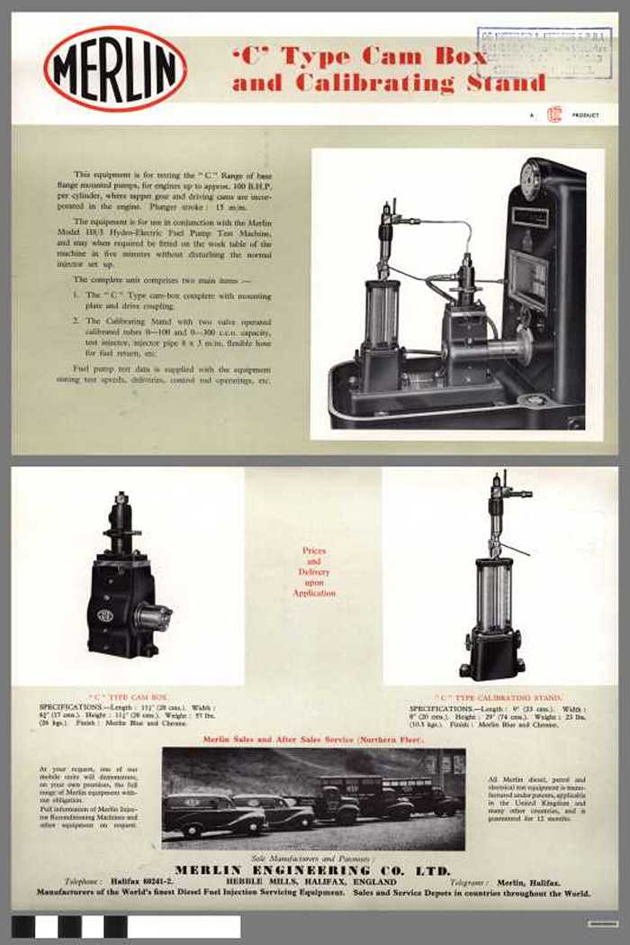 Merlin, C-type cam box and calibrating stand