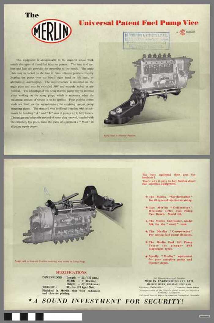 The Merlin universal patent fuel pump vice