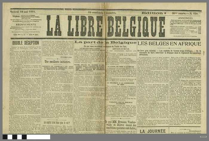 La Libre Belgique - N° 130 dd. 10 mai 1919