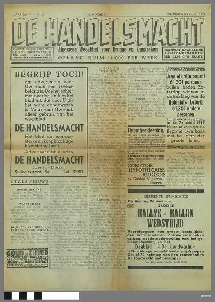 De Handelsmacht - 7e jaargang - N°30 dd. 22 juni 1939
