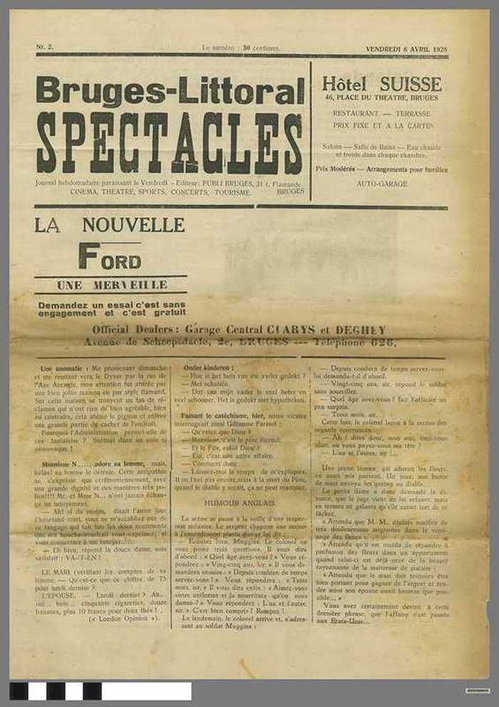 Bruges-Littoral Spectacles - N°2 dd. 6 avril 1928