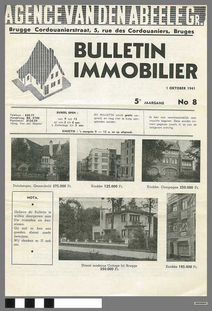Bulletin Immobilier - 5e jaargang - N°8 dd. 1 oktober 1941