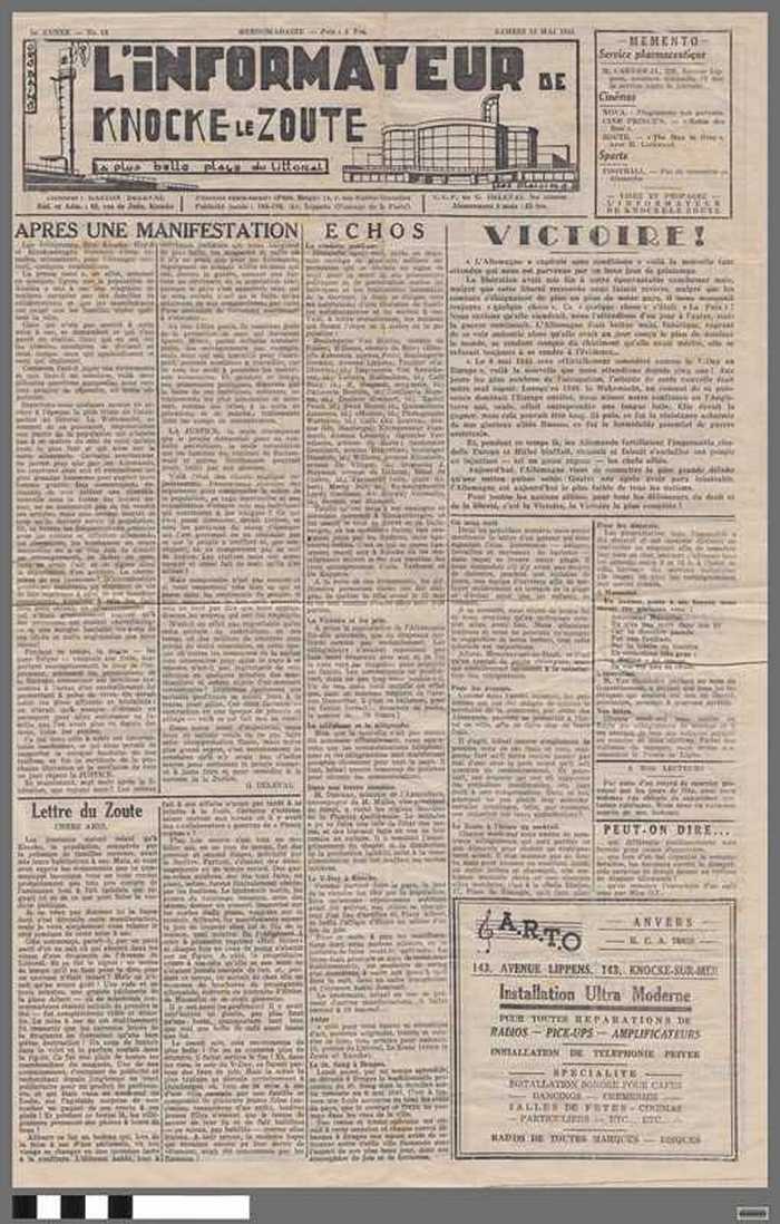 Krant: L'Informateur de Knocke le Zoute - 1e Annee - N° 18 - Samedi 12 Mai 1945