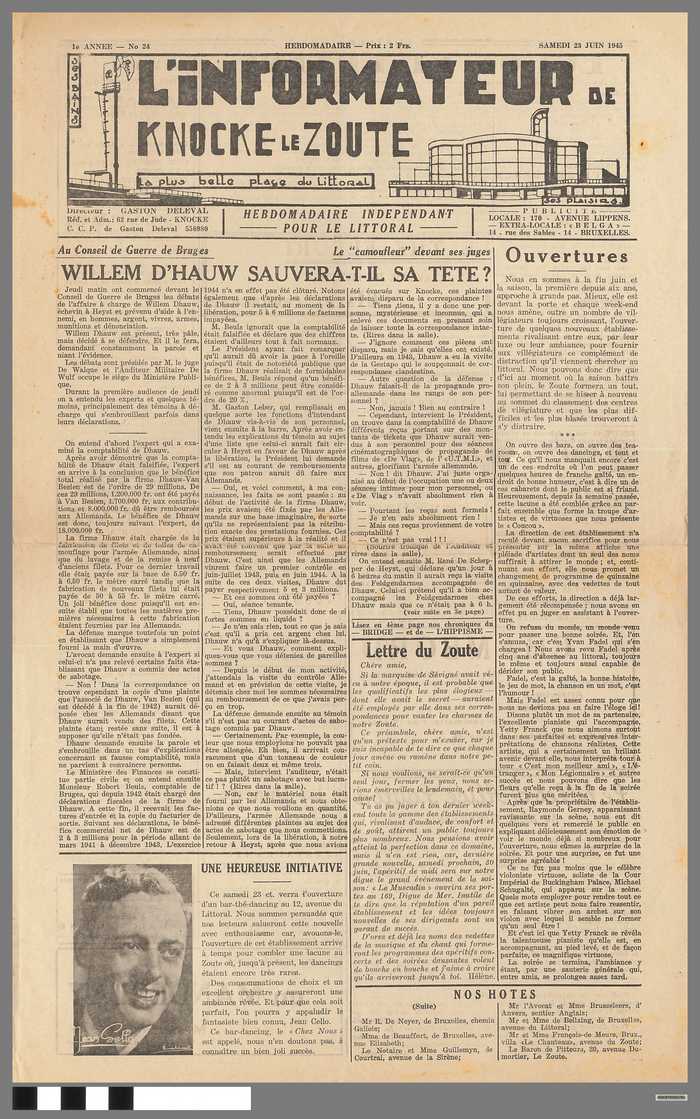 Krant: L'informateur de Knocke le Zoute - samedi 23 juin 1945 - 1e annee - N