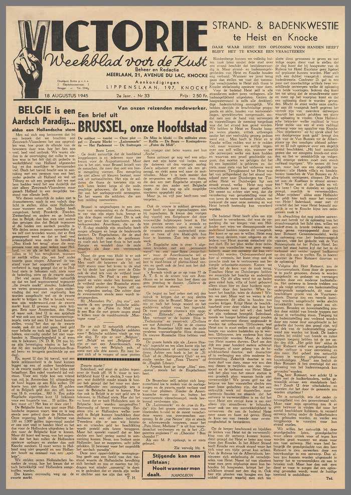 Krantje: Victorie - 2e jaar - N° 33 - 18 Augustus 1945