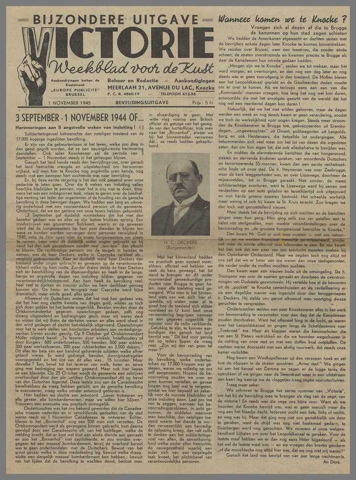 Krantje: Victorie - Bijzondere uitgave - Bevrijdingsuitgave - 1 november 1945