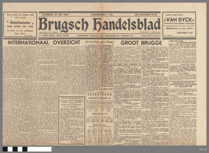 Krant: Brugsch Handelsblad - 40e jaargang - nr. 30 - zaterdag 22 juli 1944