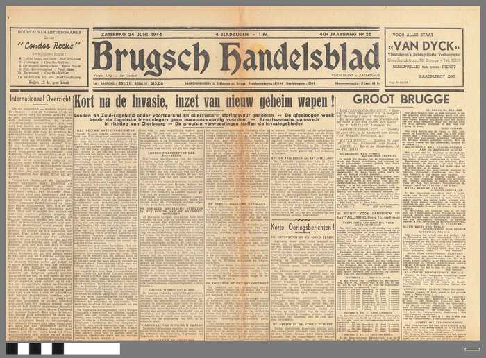 Krant: Brugsch Handelsblad - 40e jaargang - nr. 26 - zaterdag 24 juni 1944