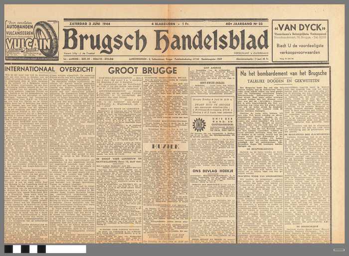 Krant: Brugsch Handelsblad - 40e jaargang - nr. 23 - zaterdag 3 juni 1944