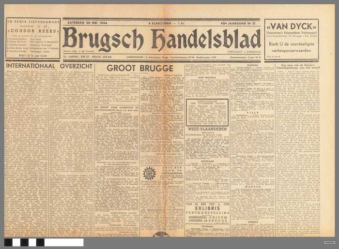 Krant: Brugsch Handelsblad - 40e jaargang - nr. 21 - zaterdag 20 mei 1944