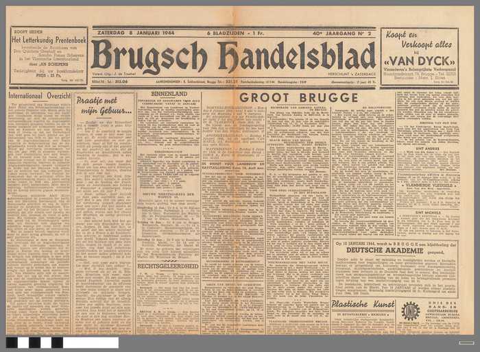 Krant: Brugsch Handelsblad - 40e jaargang - nr. 2 - zaterdag 8 januari 1944
