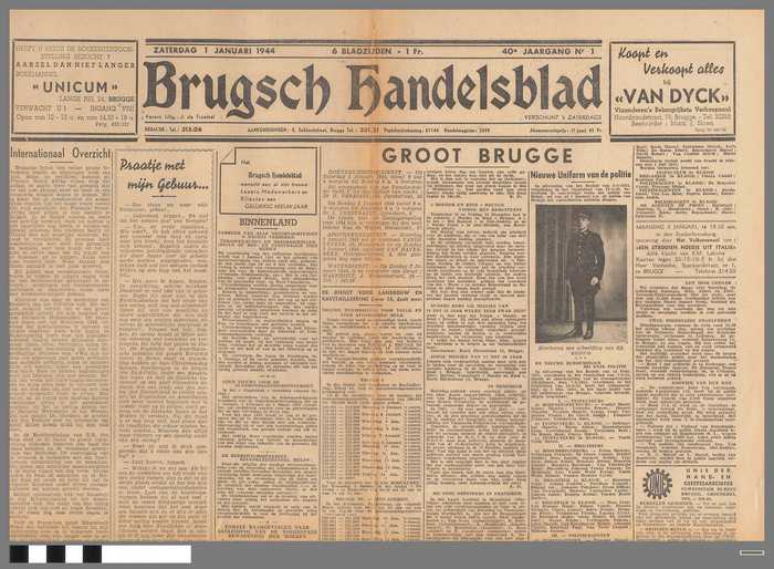 Krant: Brugsch Handelsblad - 40e jaargang - nr. 1 - zaterdag 1 januari 1944