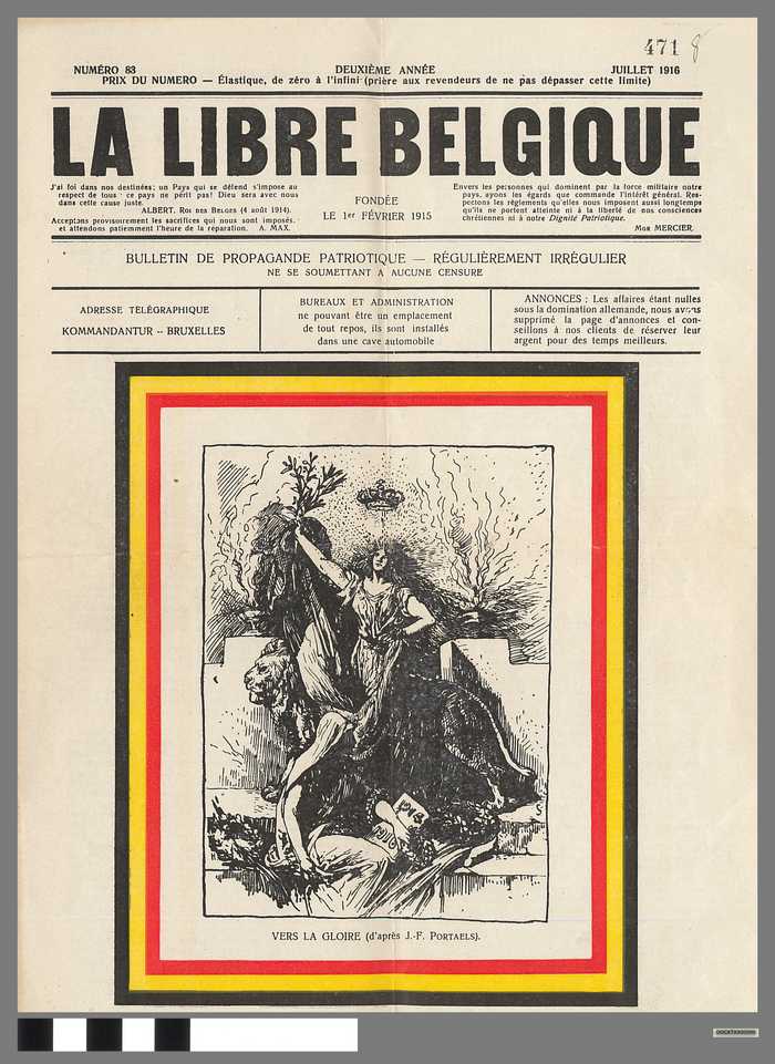 La libre Belgique - deuxième année - N° 83 dd. Juillet 1916