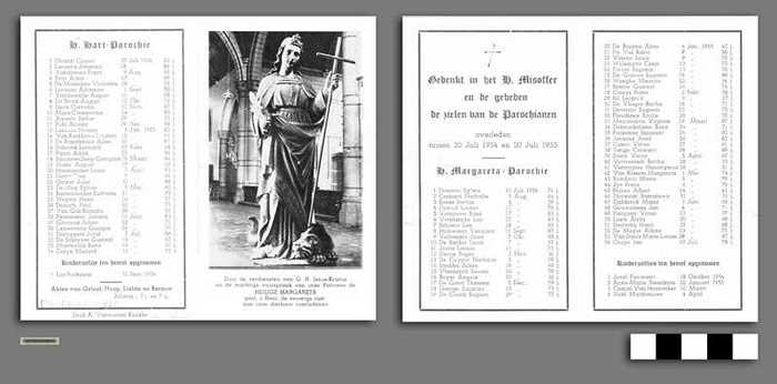Gedenkt in het H. Misoffer en de gebeden de zielen van de Parochianen 1954 - 1955