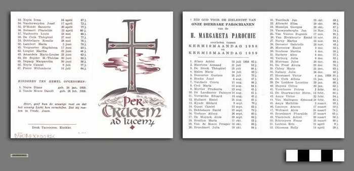 Onze dierbare parochianen van de H. Margareta Parochie overleden tussen 1958 en 1959