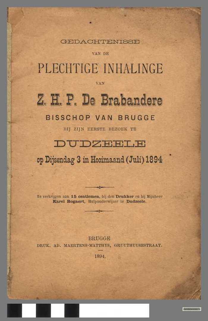 Plechtige inhalinge van Z.H.P. De Brabandere
