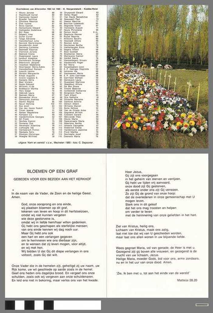 Bloemen op een graf - gebeden voor een bezoek aan het kerkhof - 1985