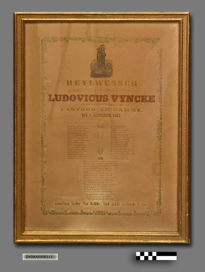 Kader met Heildicht - Inwijding pastoor Ludovicus Vyncke - 1862