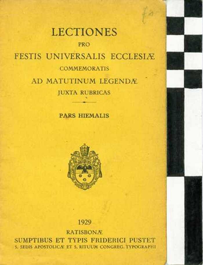 Boekje: Lectiones pro festis universalis ecclesiae