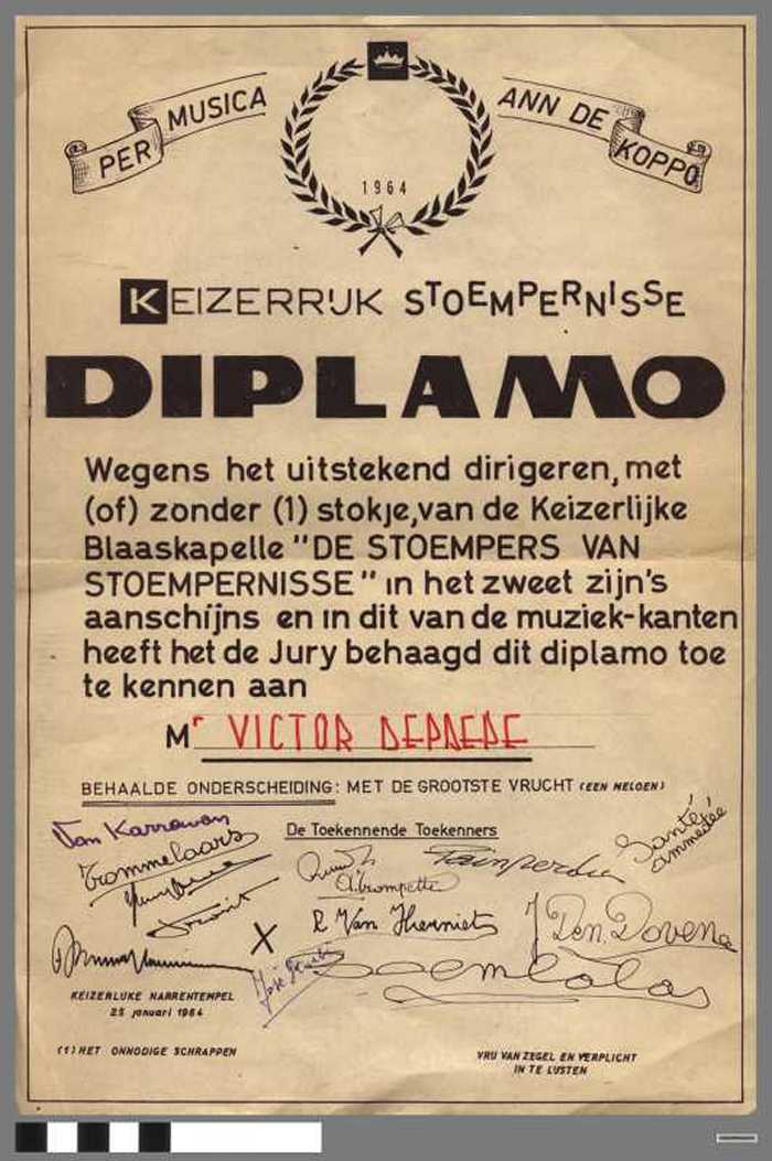 Diploma Keizerrijk Stoempernisse - DEPAEPE Victor