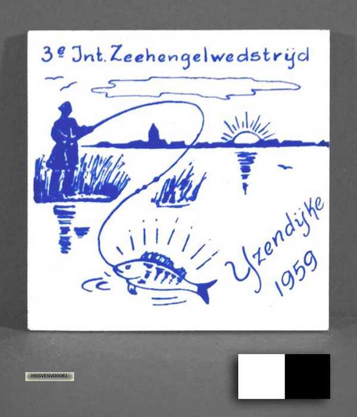 Tegeltje 3e Int. Zeehengelwedstrijd - IJZENDIJKE 1959