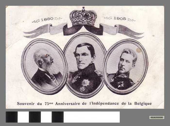 Postkaart: Souvenir du 75me Anniversaire de lIndépendance de la Belgique.