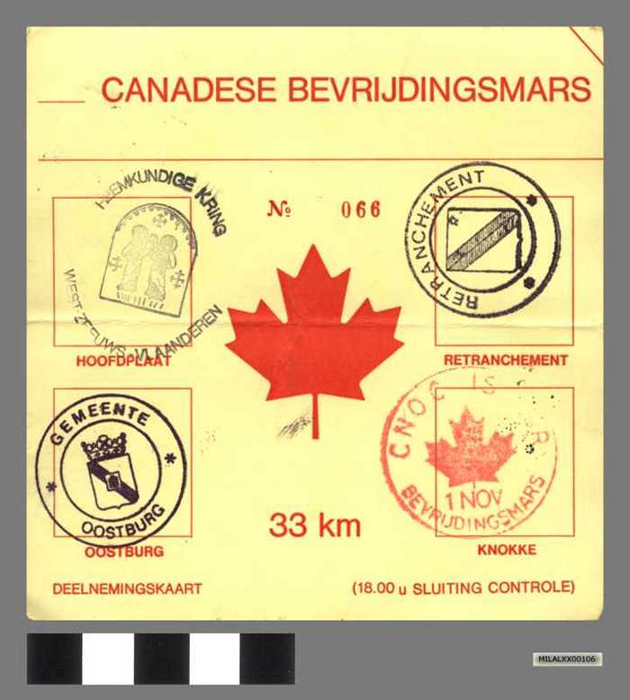 Canadese Bevrijdingsmars - Deelnemingskaart