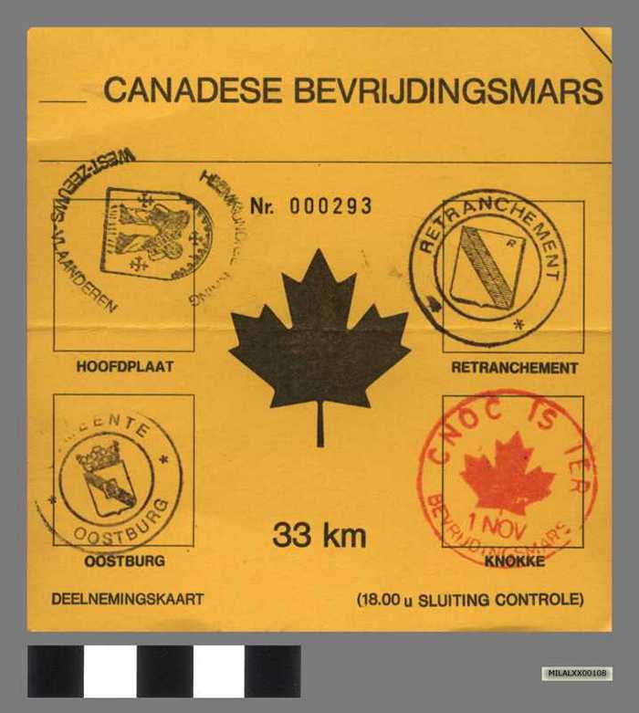 Canadese Bevrijdingsmars - Deelnemingskaart