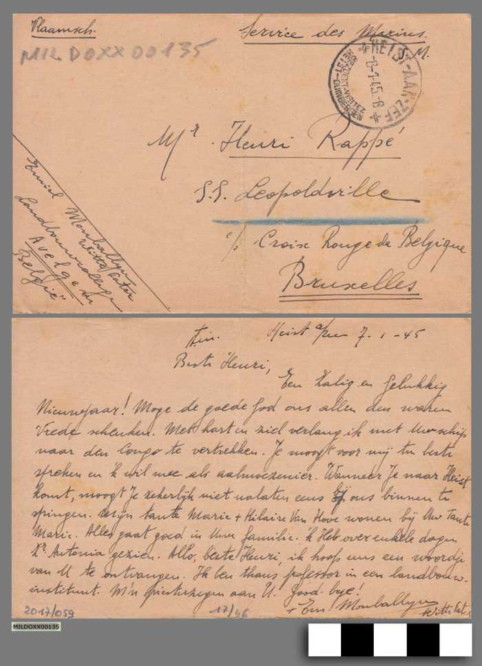 Briefwisseling (postkaart) aan Henri Rappé Rappé tijdens WOII