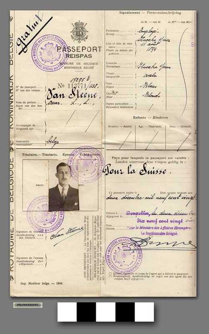 Passeport - Reispas Koninkrijk België - Van Steene Oscar